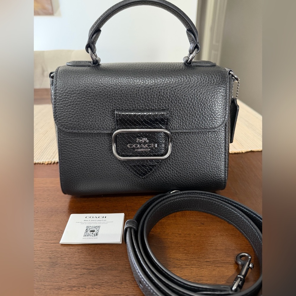 Coach Black Leather Top Handle Crossbody Bag EUC